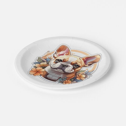 Assiettes En Carton Facile à personnaliser Frenchie (Angle)