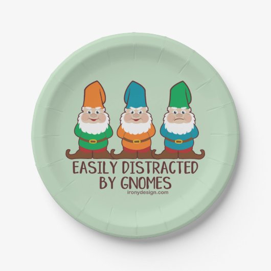 Assiettes En Carton Facilement distrait par des gnomes (Devant)