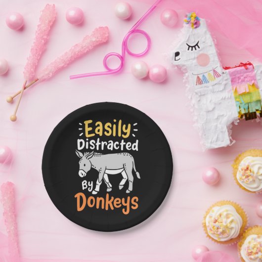 Assiettes En Carton Facilement Distrait Par Les Ânes (Fête)