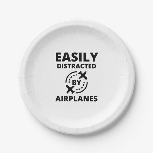 Assiettes En Carton Facilement distrait par les avions amusant pilote  (Devant)