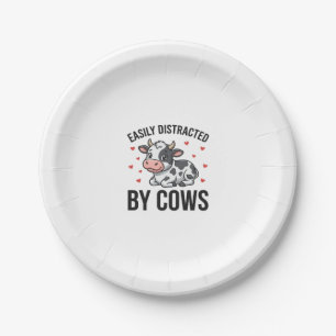 Assiettes En Carton Facilement distrait par les vaches Graphique de va