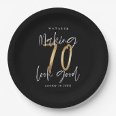 Assiettes En Carton Faire 70 belle or fête d'anniversaire (Devant)