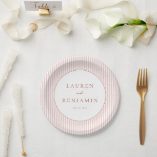 Assiettes En Carton Faire carte d'invitation de mariage rayée rose élé