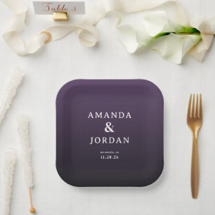 Assiettes En Carton Faire invitation de mariage minimaliste violet