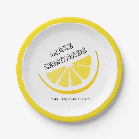 Assiettes En Carton Faire Lemonade Motif citrons jaunes Personnaliser (Devant)
