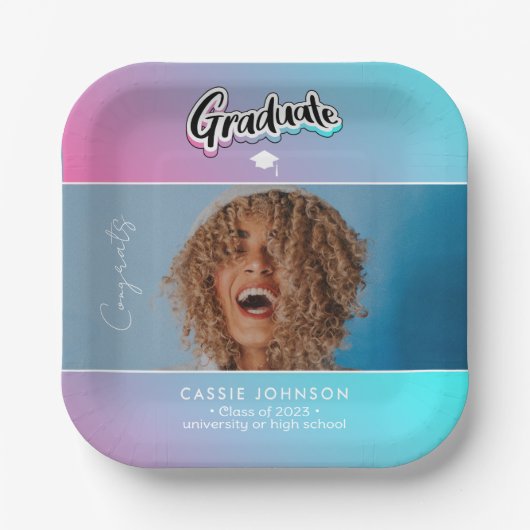 Assiettes En Carton Faire-part de diplôme (Recto)