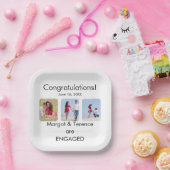 Assiettes En Carton Faire-part Fiançailles 3 photos personnalisé (Fête)