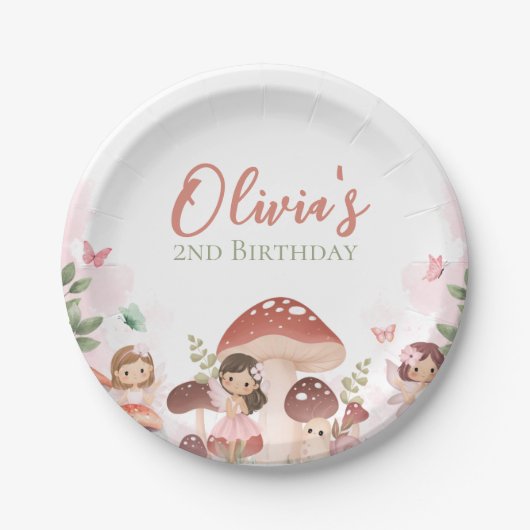 Assiettes En Carton Fairy Birthday, Enchanted Whimsical Garden Forest (Devant)