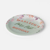 Assiettes En Carton Fairy First Birday Forest Aquarelle Champagne (Angle)