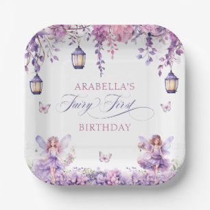 Assiettes En Carton Fairy First Birthday Fantaisie Florale Violette