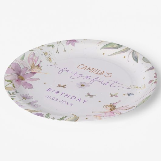 Assiettes En Carton Fairy First Girl Birthday Party (Angle)