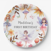 Assiettes En Carton Fairy First Magical Garden 1er anniversaire (Devant)