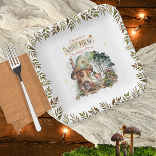 Assiettes En Carton Fairy First Woodland Animaux Champignons 1er anniv