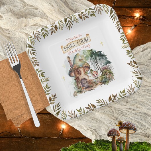 Assiettes En Carton Fairy First Woodland Animaux Champignons 1er anniv