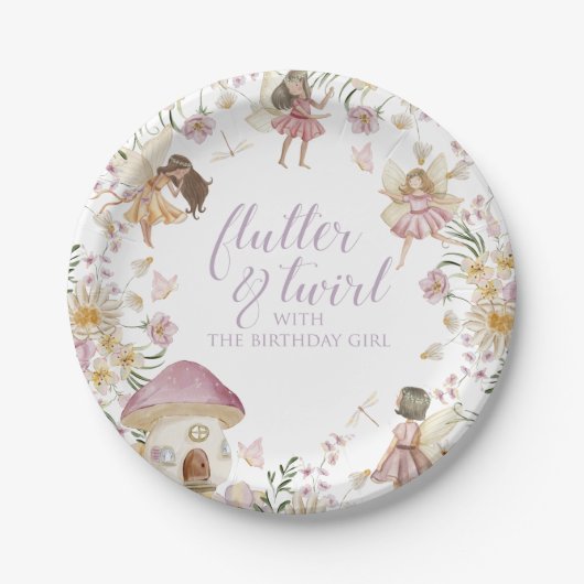 Assiettes En Carton Fairy fleur sauvage anniversaire (Devant)