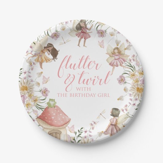 Assiettes En Carton Fairy fleur sauvage anniversaire (Devant)