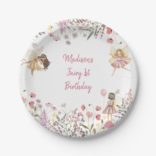 Assiettes En Carton Fairy Garden Boho Fleur sauvage (Devant)