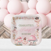 Assiettes En Carton Fairy Mushroom House Pink Birthday