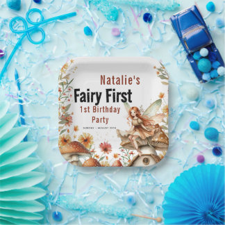 Assiettes En Carton Fairy Premier thème Fille 1er anniversaire fête