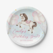 Assiettes En Carton Fairytale bébé Pony rose ballons étoiles Anniversa (Devant)