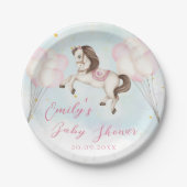 Assiettes En Carton Fairytale bébé Pony rose ballons étoiles Douche (Devant)