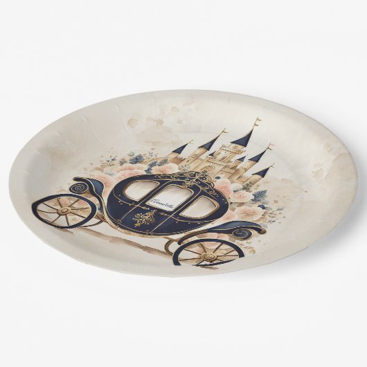 Assiettes En Carton Fairytale Carriage and Castle (Angle)