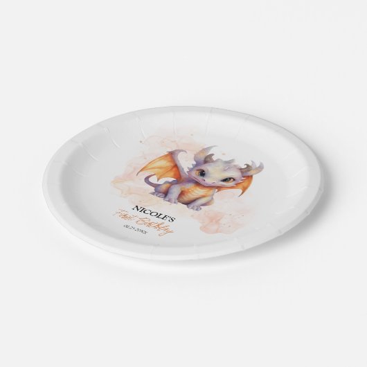Assiettes En Carton Fairytale mignonne Baby Dragon Anniversaire de enf (Angle)
