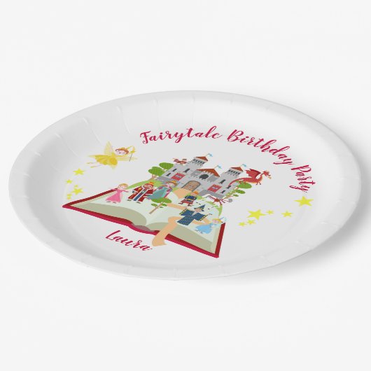 Assiettes En Carton Fairytale Stories Fille fête d'anniversaire (Angle)