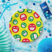 Assiettes En Carton Faisceau Visage Souriant Yeux Emojis Rouge Vert Ja (Fête)