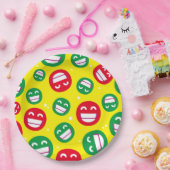 Assiettes En Carton Faisceau Visage Souriant Yeux Emojis Rouge Vert Ja (Fête)