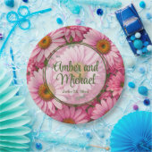 Assiettes En Carton Faisceaux rose rose printanière rose pâle margueri (Fête)