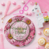 Assiettes En Carton Faisceaux rose rose printanière rose pâle margueri (Fête)