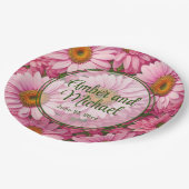 Assiettes En Carton Faisceaux rose rose printanière rose pâle margueri (Angle)