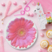 Assiettes En Carton Faisée de gerbera rose (Fête)