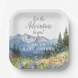 Assiettes En Carton Faisons de l'aventure Fête de bébé florale de mont