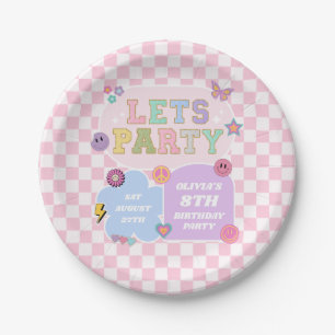 Assiettes En Carton Faisons la fête Preppy Varsity Patch Anniversaire