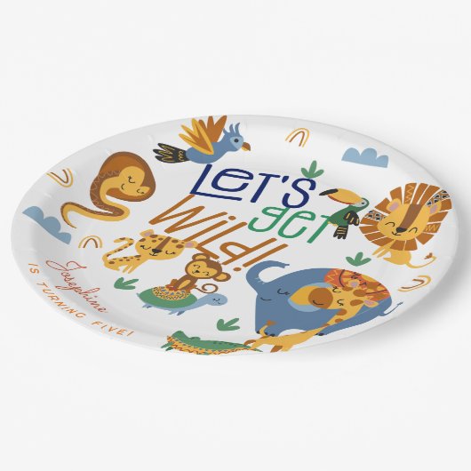 Assiettes En Carton Faisons un safari sauvage animaux anniversaires de (Angle)