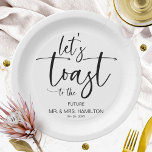 Assiettes En Carton Faisons un toast Chic Calligraphy Engagement Party<br><div class="desc">Une plaque de papier élégante de fiançailles de calligraphie. Facile à personnaliser avec vos détails. PERSONNALISATION : Si vous avez besoin de personnalisation de la conception,  veuillez me contacter par conversation ; si vous avez besoin d'informations sur votre commande,  les options d'expédition,  etc,  veuillez contacter directement Zazzle support.</div>