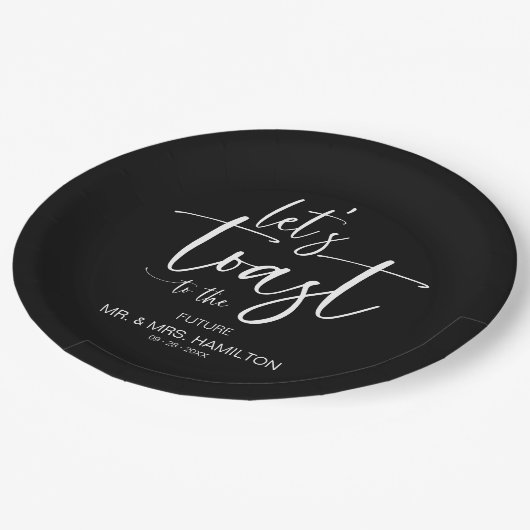 Assiettes En Carton Faisons un toast Chic Calligraphy Engagement Party (Angle)