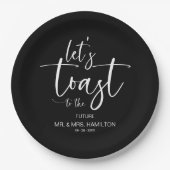 Assiettes En Carton Faisons un toast Chic Calligraphy Engagement Party (Devant)
