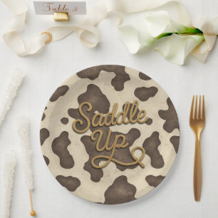 Assiettes En Carton Faites monter le rodéo country western Brown Cow