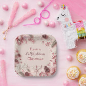 Assiettes En Carton Faites un Noël à la ROSE (Fête)