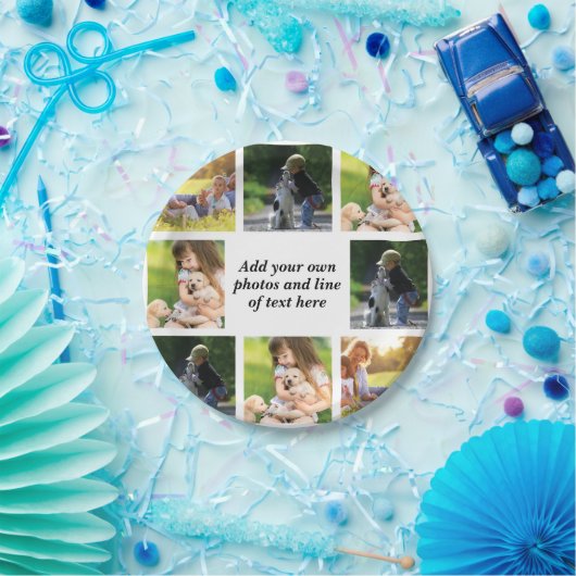 Assiettes En Carton Faites votre propre collage photo et texte (Fête)