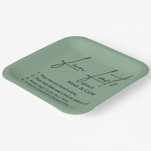 Assiettes En Carton Faits mariages Fun Sur Sage Green (Angulaire)