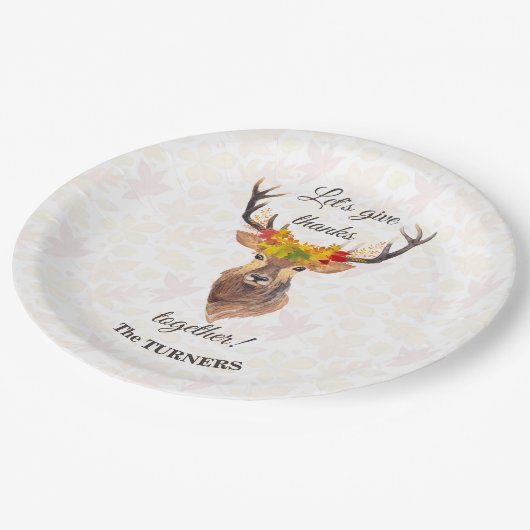 Assiettes En Carton Fall Deer Remercions ensemble Thanksgiving (Angle)