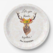 Assiettes En Carton Fall Deer Remercions ensemble Thanksgiving (Devant)