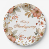 Assiettes En Carton Fall Floral Thanksgiving (Devant)