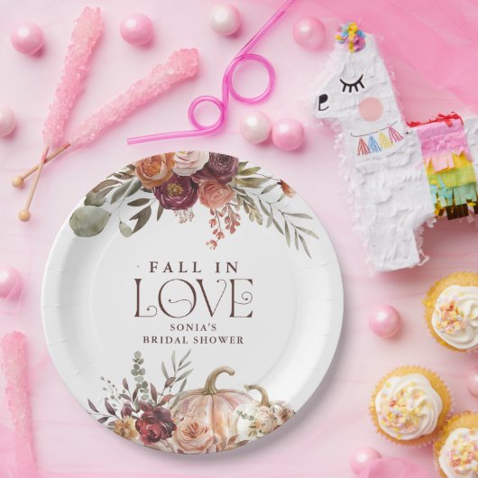 Assiettes En Carton 'Fall In Love' L'automne fleurit Fête des mariées  (Fête)