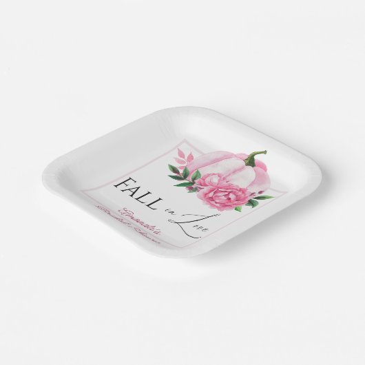 Assiettes En Carton Fall Love Blush rose Citrouille Fête des mariées r (Angulaire)