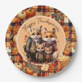 Assiettes En Carton Famille de Foxes Bons thanksgivings Citrouilles Pl (Devant)